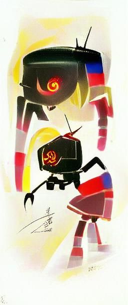 Soviet Robot Boy in Animated Cartoon Style