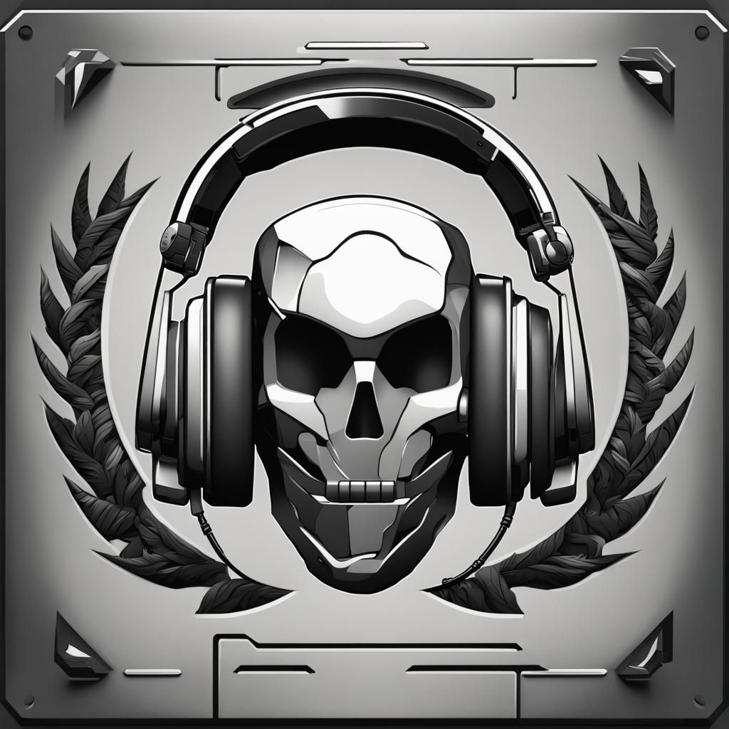 Headphones and Synthesizers Logo Design in Black and White