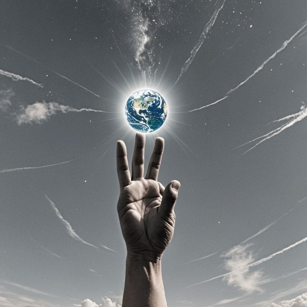Silver Hand Reaching Earth from Sky
