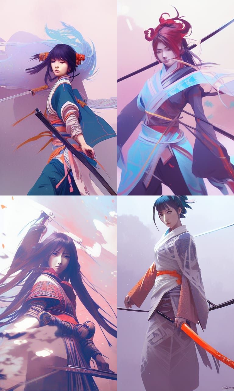 Anime Samurai Girl Concept Art in 8K