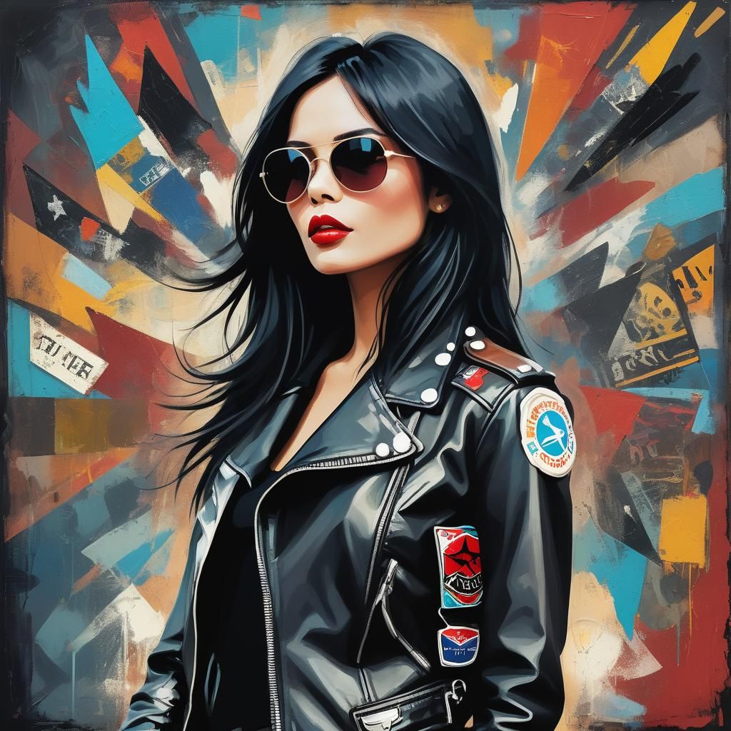 Beautiful Rock Star Portrait in Abstract Art Style