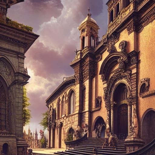 Fantasy Church in Italian Renaissance Town