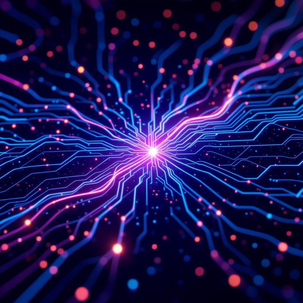 Abstract Neural Network with Glowing Data Streams