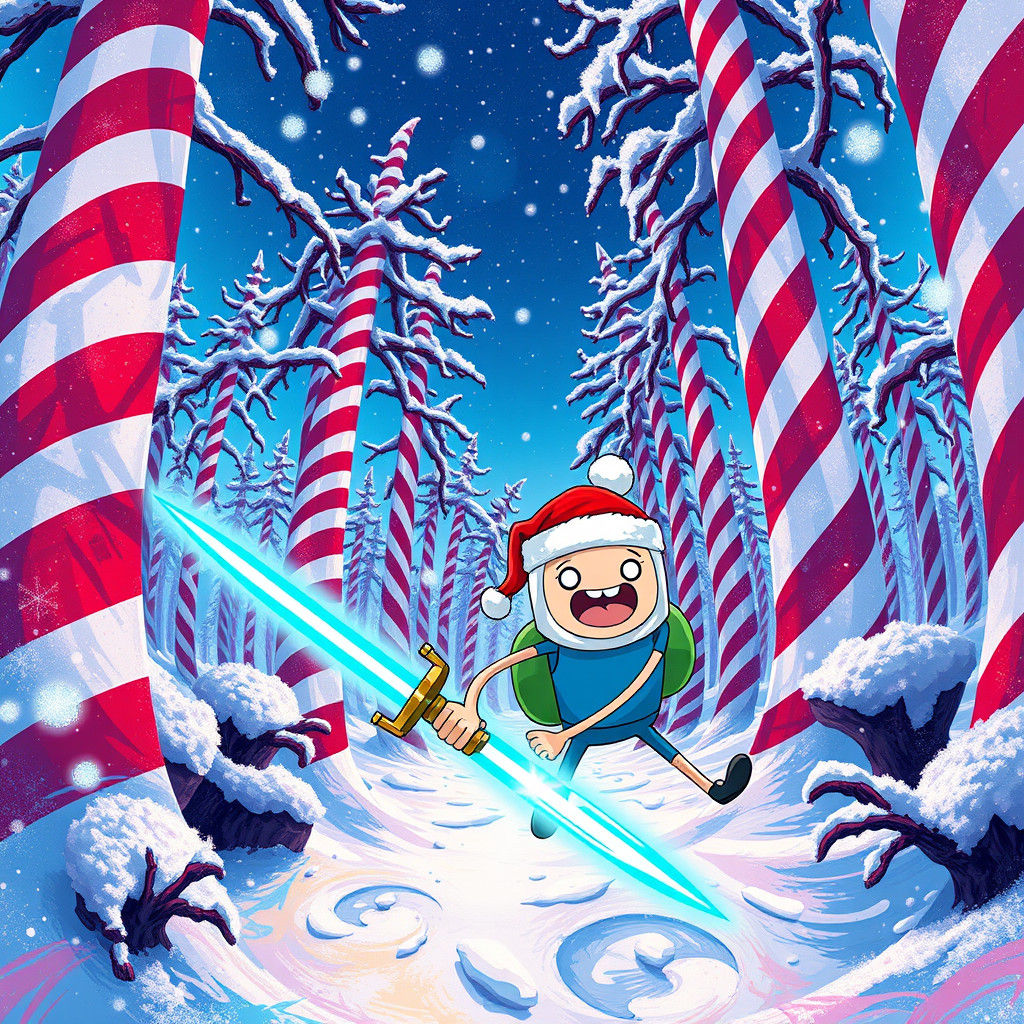 Finn and Jake's Winter Wonderland in Graffiti Art Style