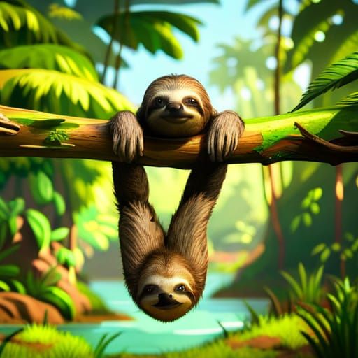Detailed Sloths in Lush Jungle, Unreal Engine