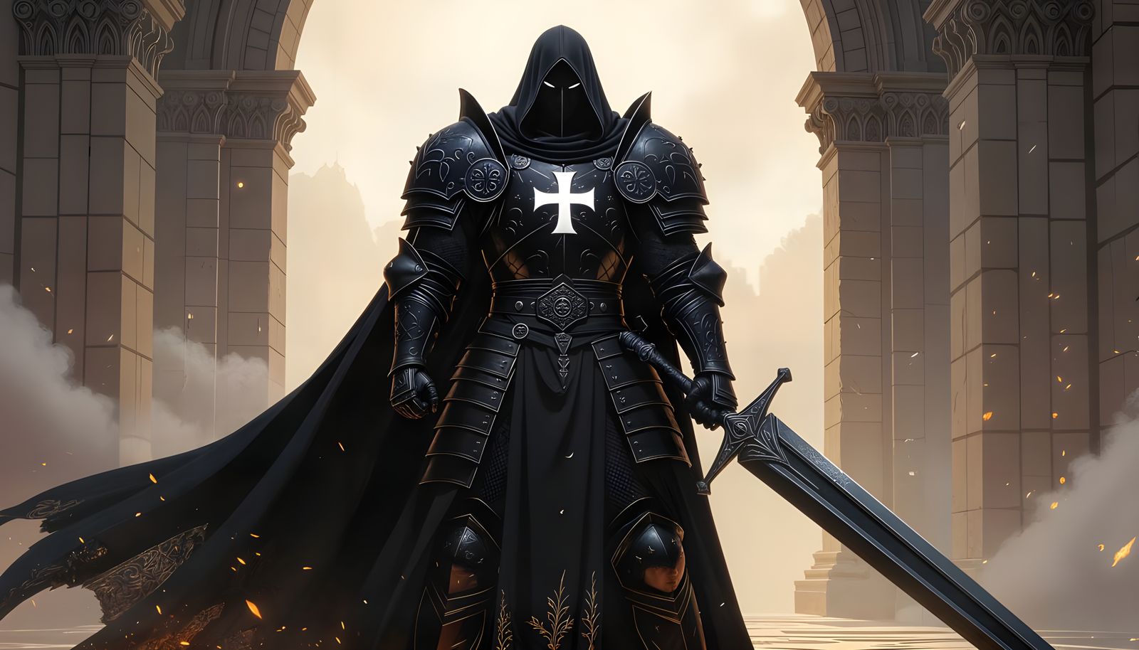 Knight Templar in Dragonscale Armor with Two-Handed Sword