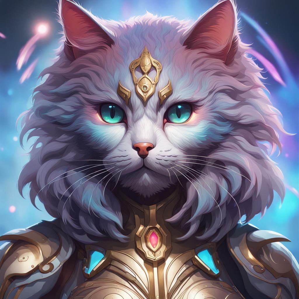 Cosmic Cat Knight Portrait in High Resolution