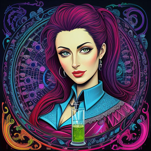 Ethereal Psychedelic Chemist in Vibrant Colors