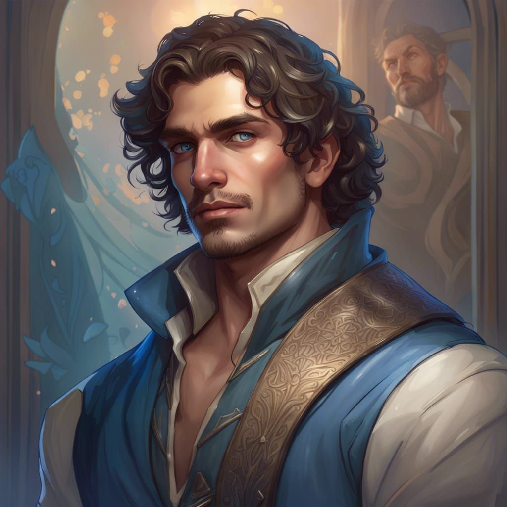 Handsome Bard Portrait in Art Nouveau Style