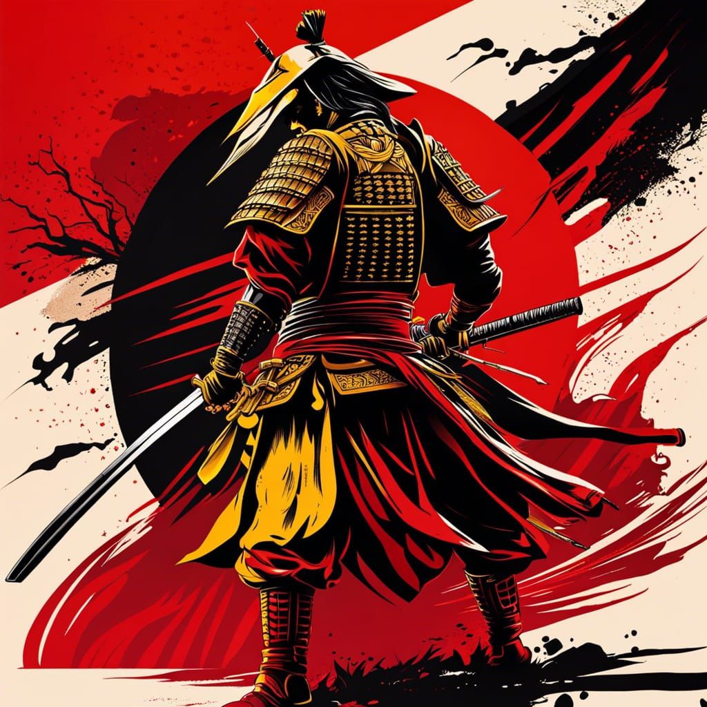 Samurai Ninja Warrior: Splash Art Vector Image