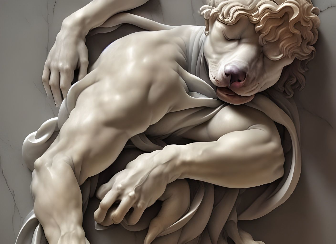 Sleeping Dog: Italian Renaissance Marble Sculpture
