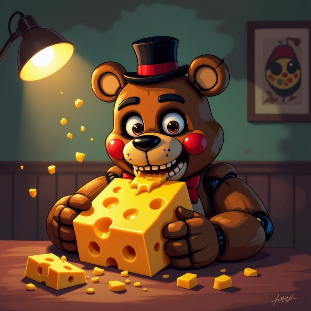 Freddy Fazbear Devours Cheddar Cheese in Dramatic Digital Pa...
