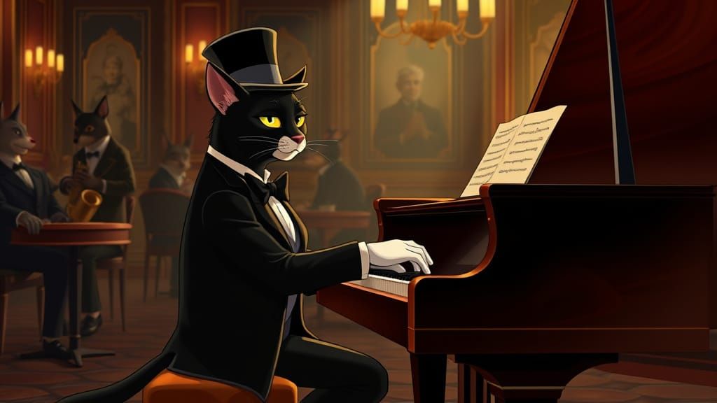 Sophisticated Cat Jazz Club in Disney Style