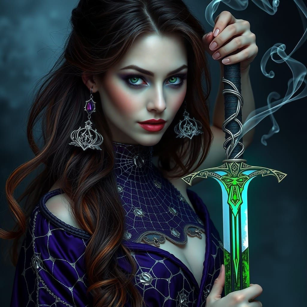 Enigmatic Vampire Queen in Dark Fantasy Style