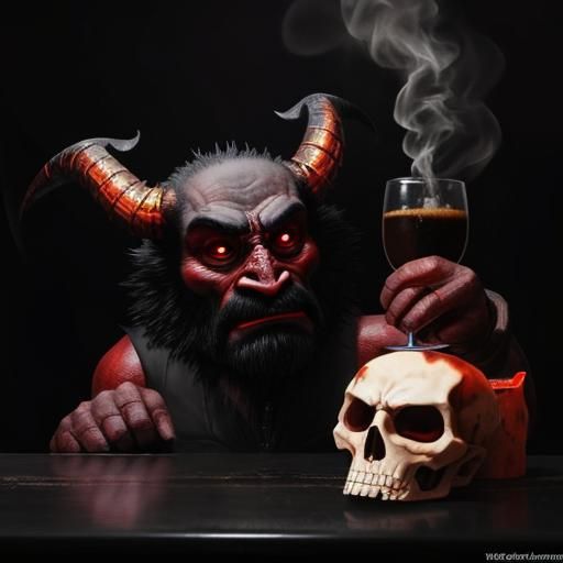 Devil in Burning Bar Drowning Sorrows