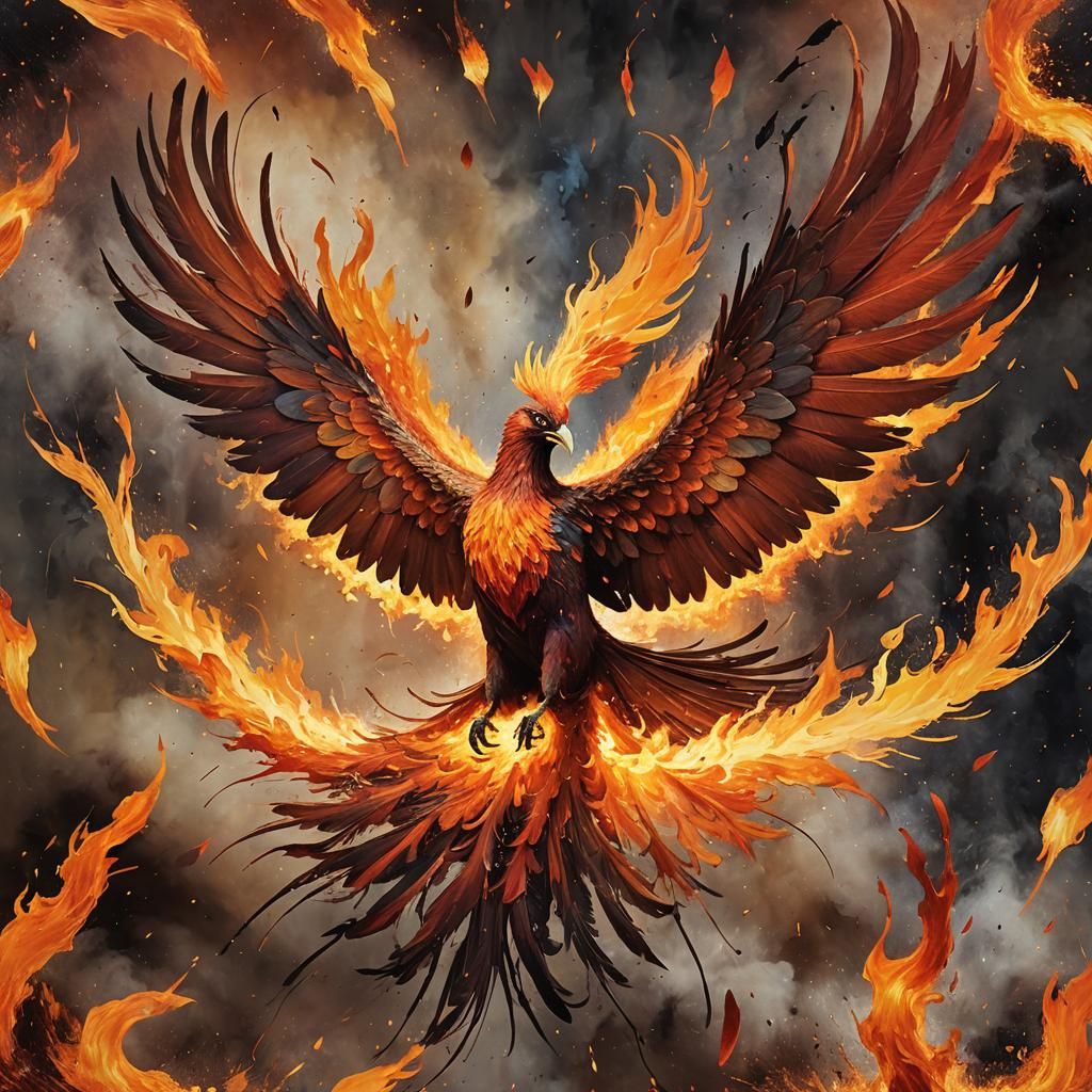 Fiery Phoenix Rising: Surreal Fantasy Art