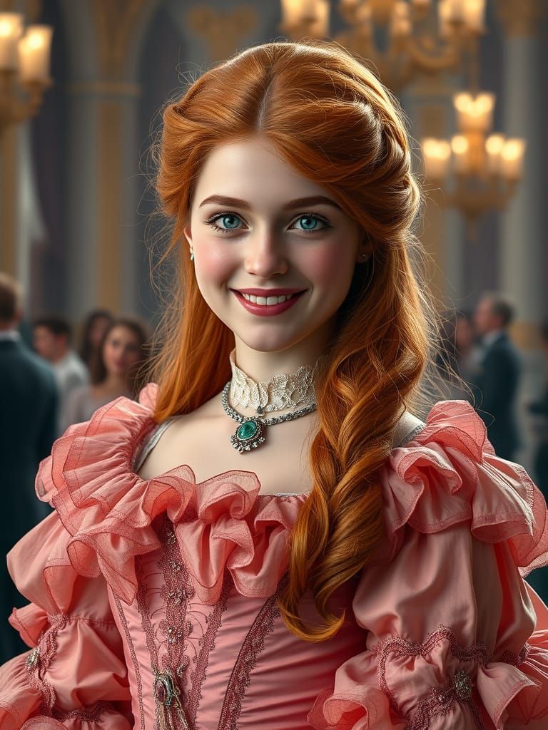 Fantastical Ball Gown in Grand Hall, 1800s Era