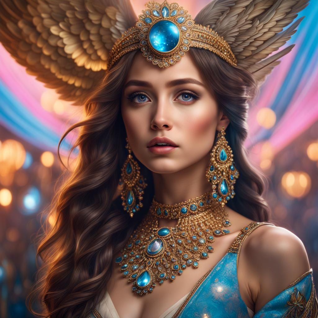 Hyperrealistic Angelic Portrait in Heaven