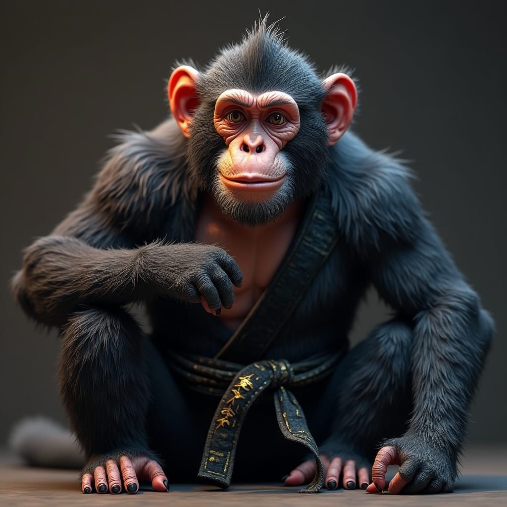 Proud Monkey in Hyperrealistic 3D Anime Art Style