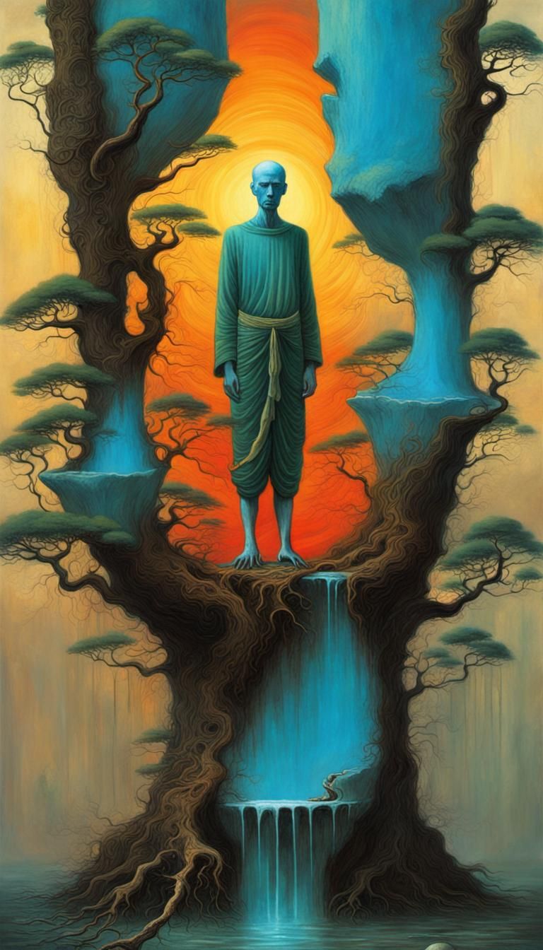 Surreal Bonsai Tree in Beksiński Style