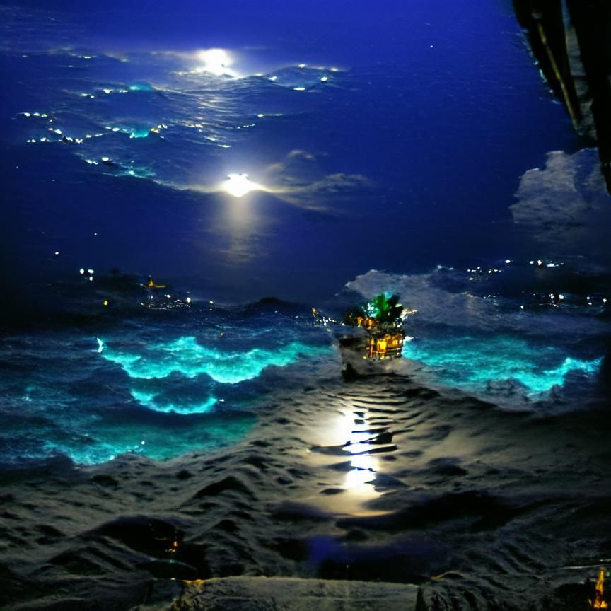 Ethereal Moonlight Illuminates the Ocean Depths