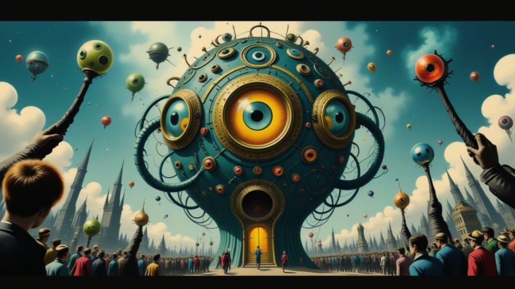 Fantastical Three-Eyed Panopticon Matte Painting