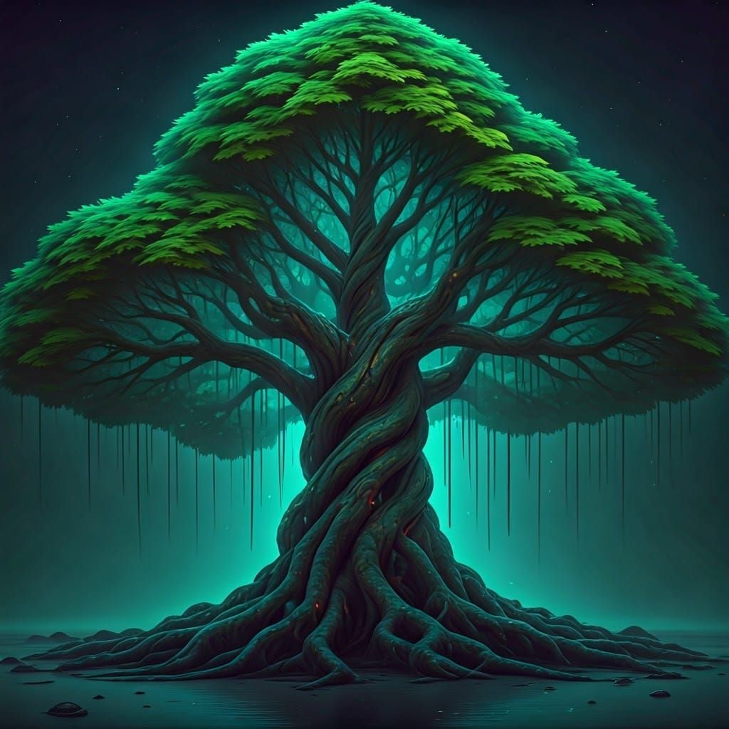 Majestic Alien Maple Tree in Biomechanical Style