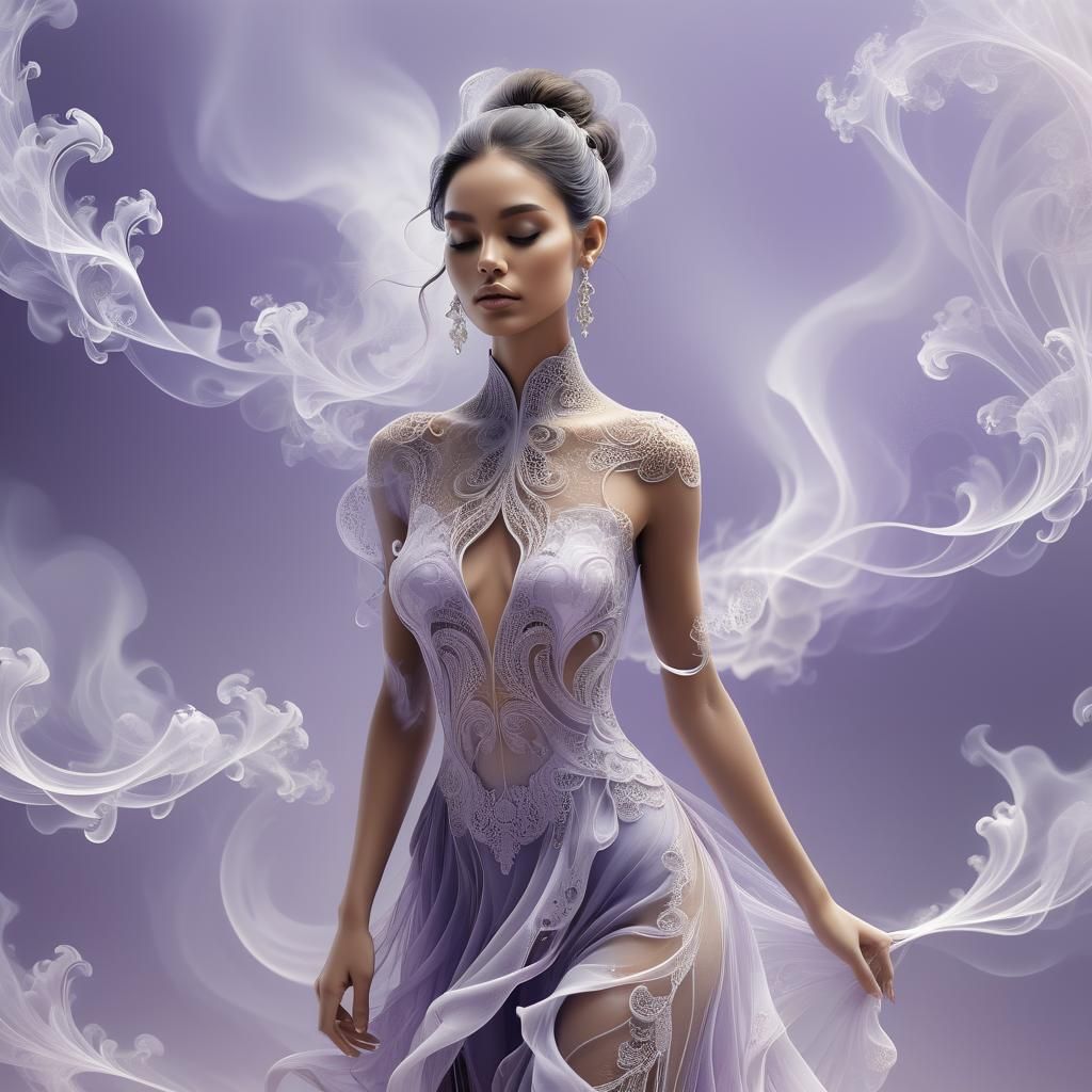 Girl in Smoke: Abstract Vector Fractal Art