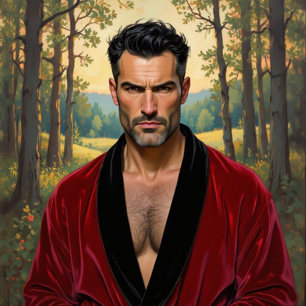 Wrathful Man in Velvet Robe, Impressionistic Portrait