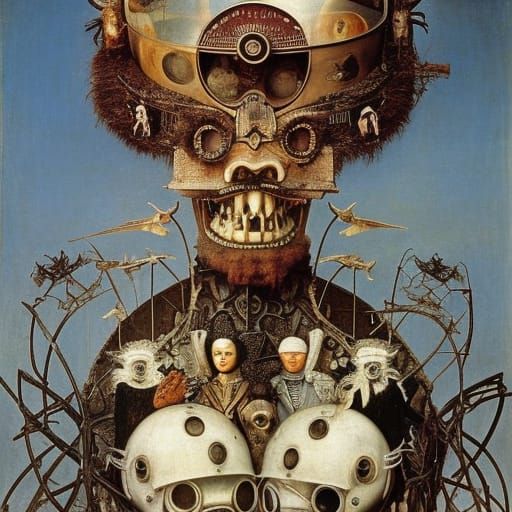 Surreal Asylum Scene in Post-Apocalyptic Wonderland