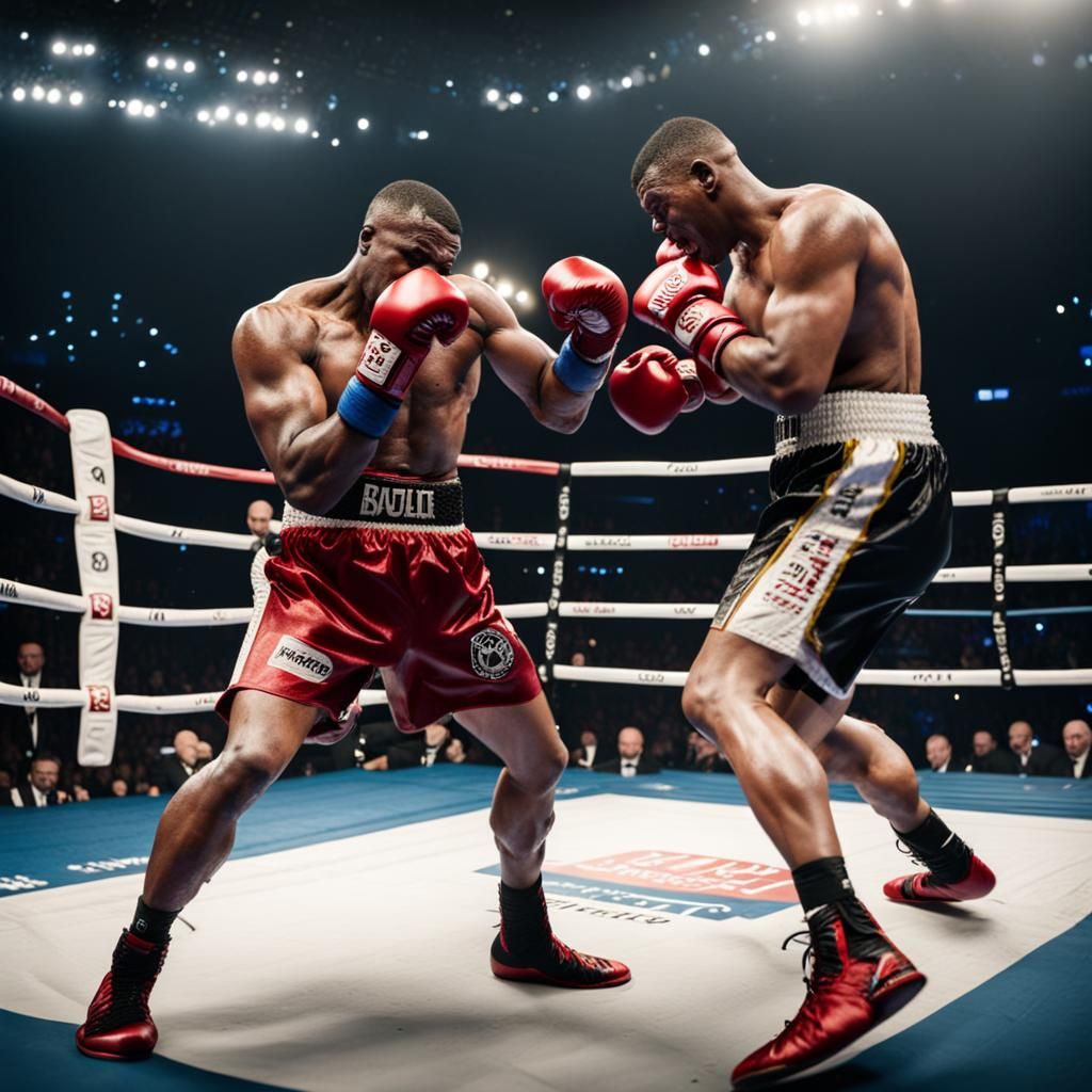 Intense Boxing Match: A Fighter's Struggle