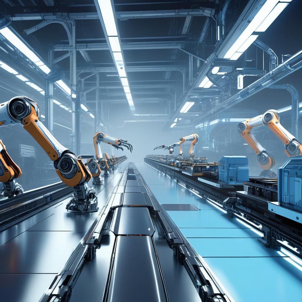 Futuristic Robotic Assembly Line Concept Art