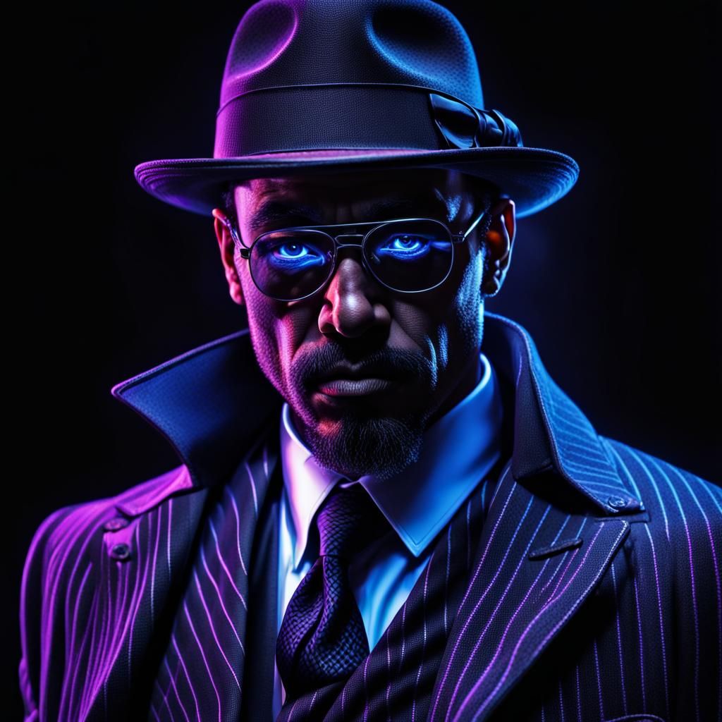 Blacklight Gangster: Hyperrealistic Cinematic Portrait