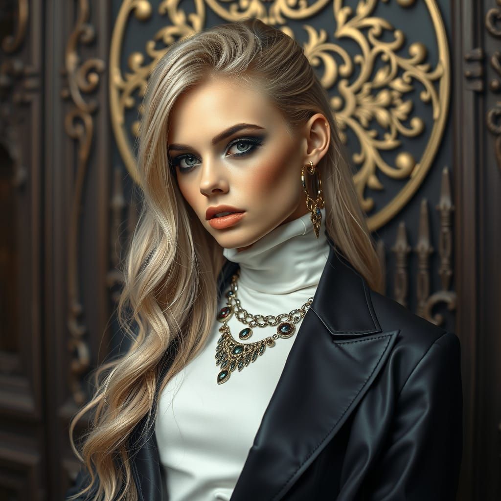 Elegant Urban Princess in Designer Attire