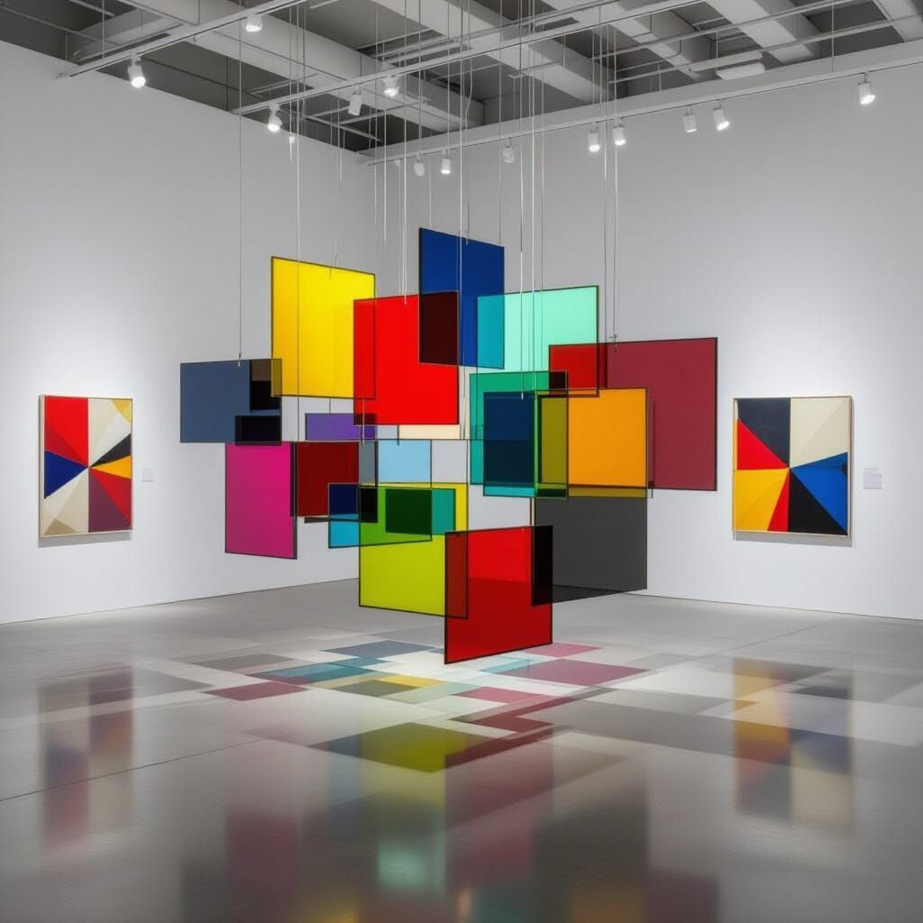 Abstract Geometric Shapes in Modern Art Gallery
