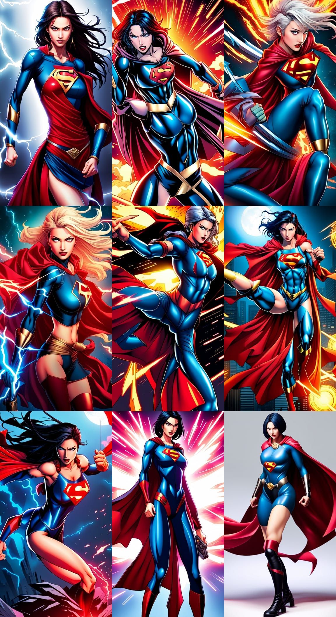 Cybernetic Supergirl in Intense Cyberpunk Battle, 3D Render