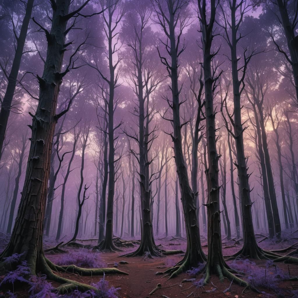 Mystical Crystalline Forest in Vibrant Digital Art