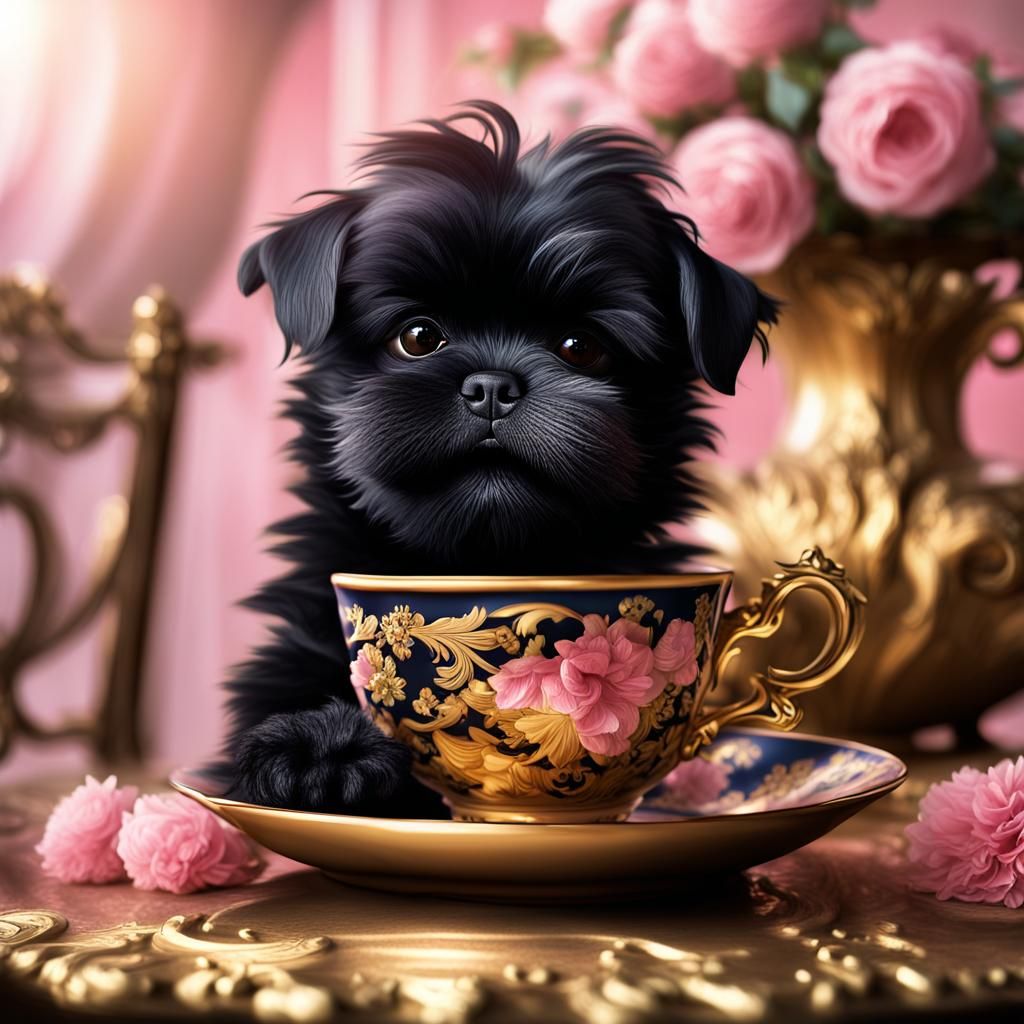 Affenpinscher Puppy in Baroque Digital Painting