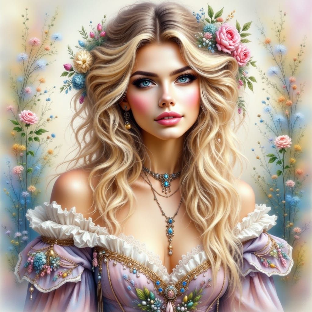 Victorian Woman Portrait in Hyperreal Digital Art