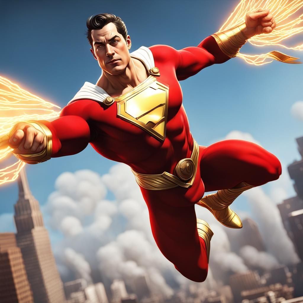 Shazam Soaring: Comic Book Art in 3D