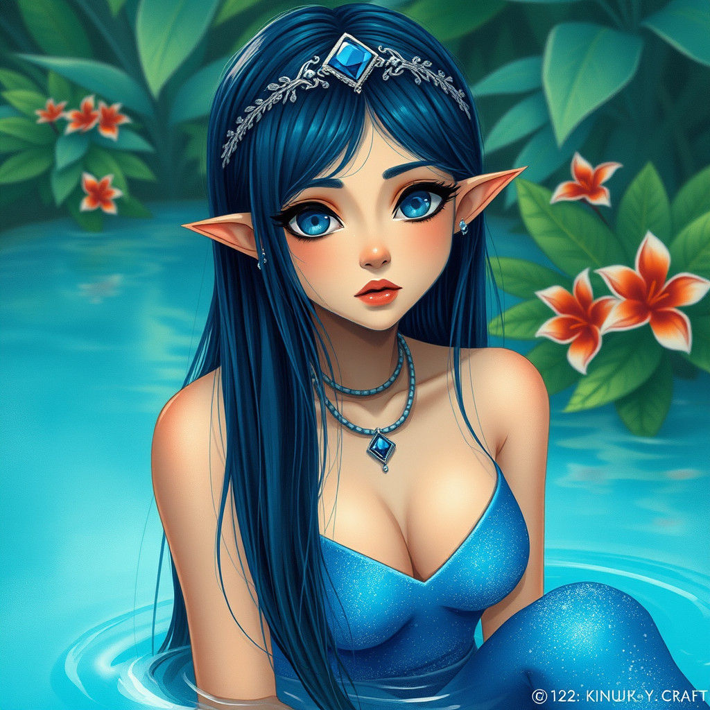 Melancholic Lagoon Spirit in Turquoise Hues