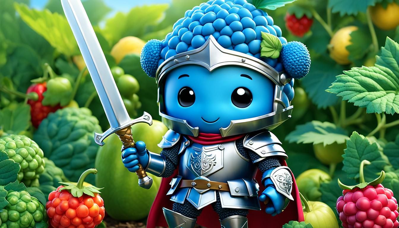 Chibi blue raspberry knight