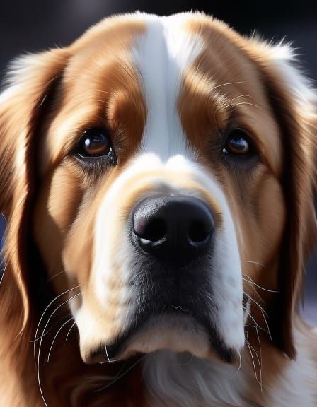 Hyperrealistic Portrait of a Beautiful, Gentle Dog