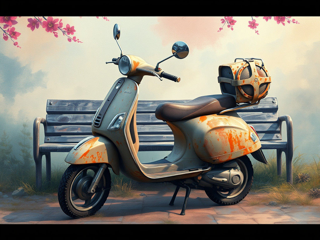 Mystical Vespa in Dreamlike Pastel Watercolor Fantasy