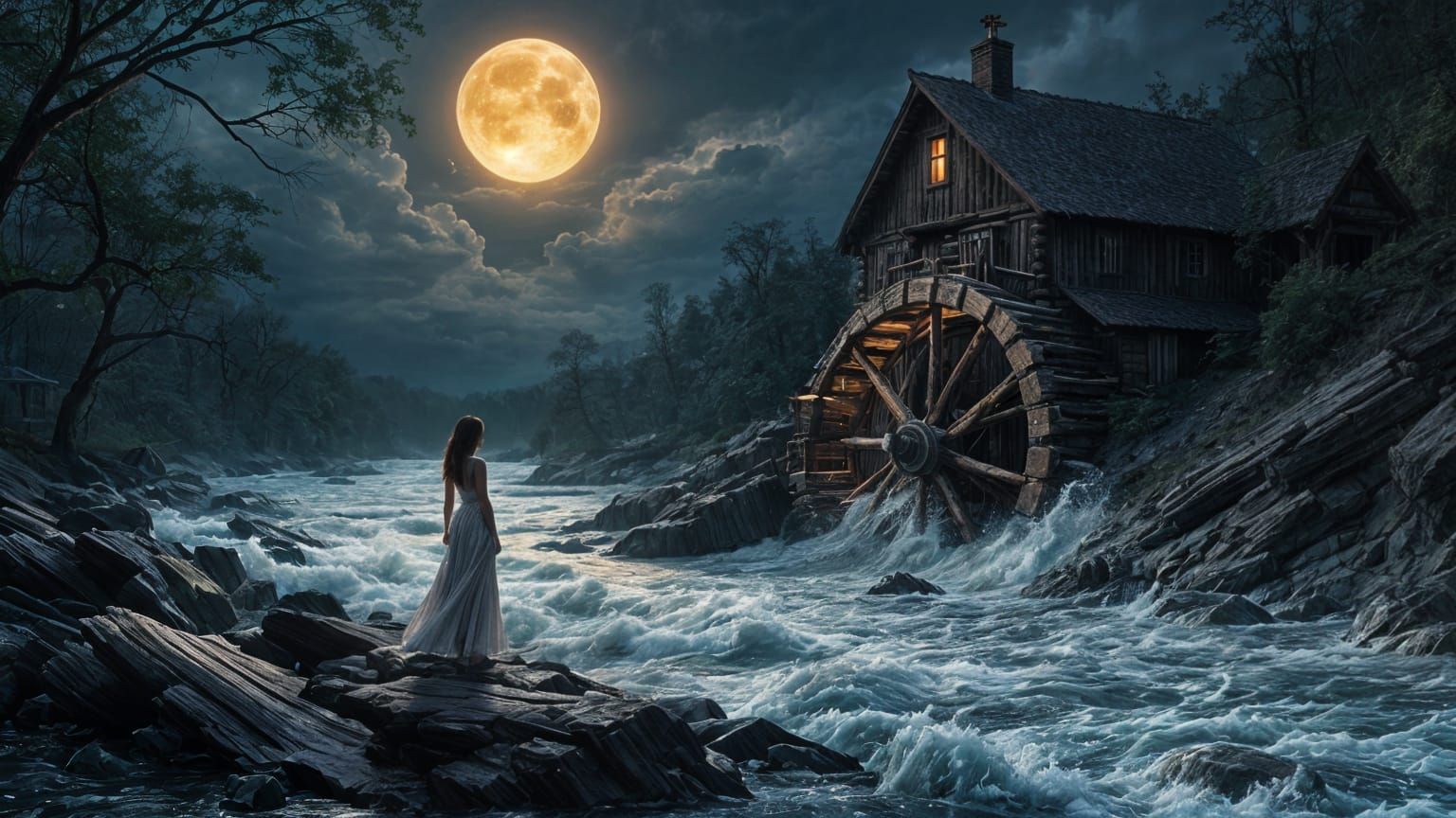 Ethereal Nighttime Landscape in Hyperrealistic IMAX Style