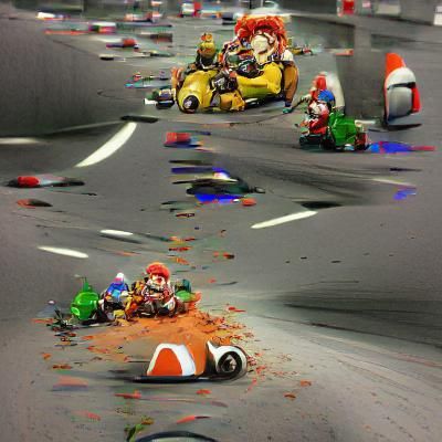 Cartoon Car Rushing Down the Road