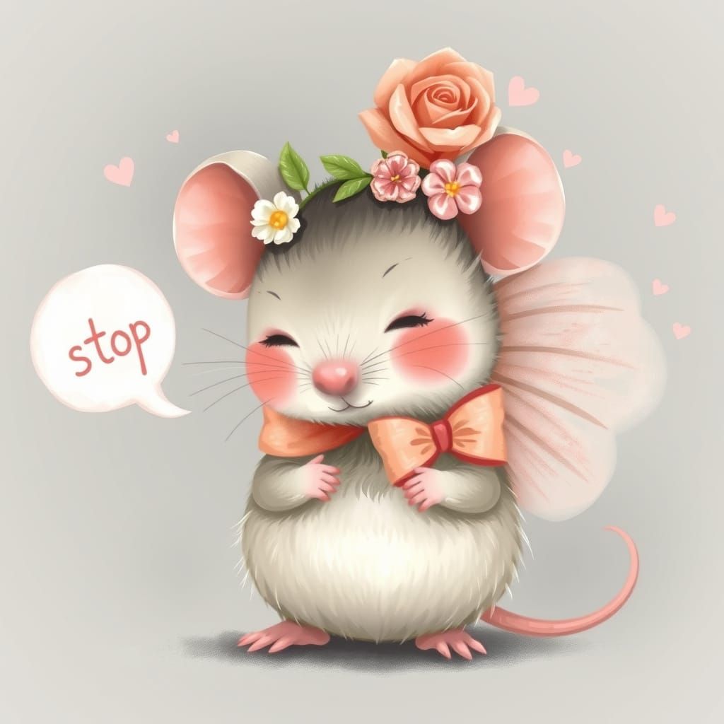 A blushing super shy Mouse saying “stop” as you shower her w...