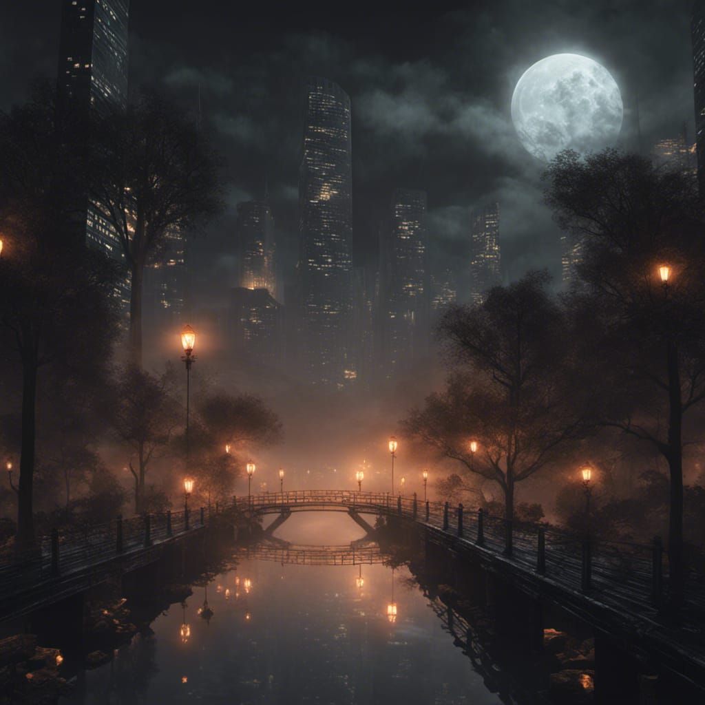 Dark Fantasy Metropolis: Skyscrapers in Abstract Landscape