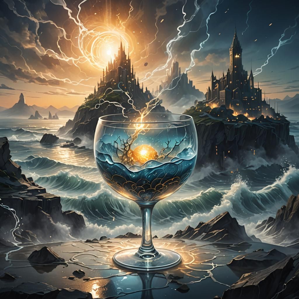 Glass 'A' in Swirling Fog: A Dark Fantasy Illustration