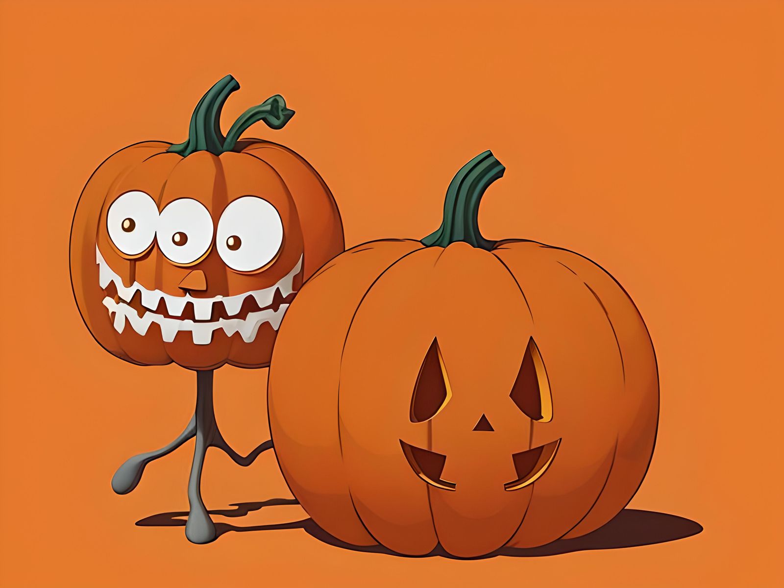 Happy Pumpkin Paper Cutout in Cartoon Style